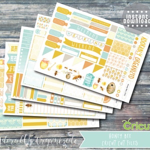 Honey Bee,PRINTABLE PLANNER STICKERS,Planner Sticker Kit,Erin Condren Planner Stickers,png,printable,stickers,bee,hive,Cricut,cut files