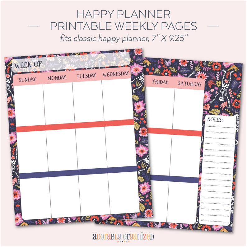 Happy Planner PRINTABLE Weekly Planner Refills / Inserts - 7 X 9.25 ...
