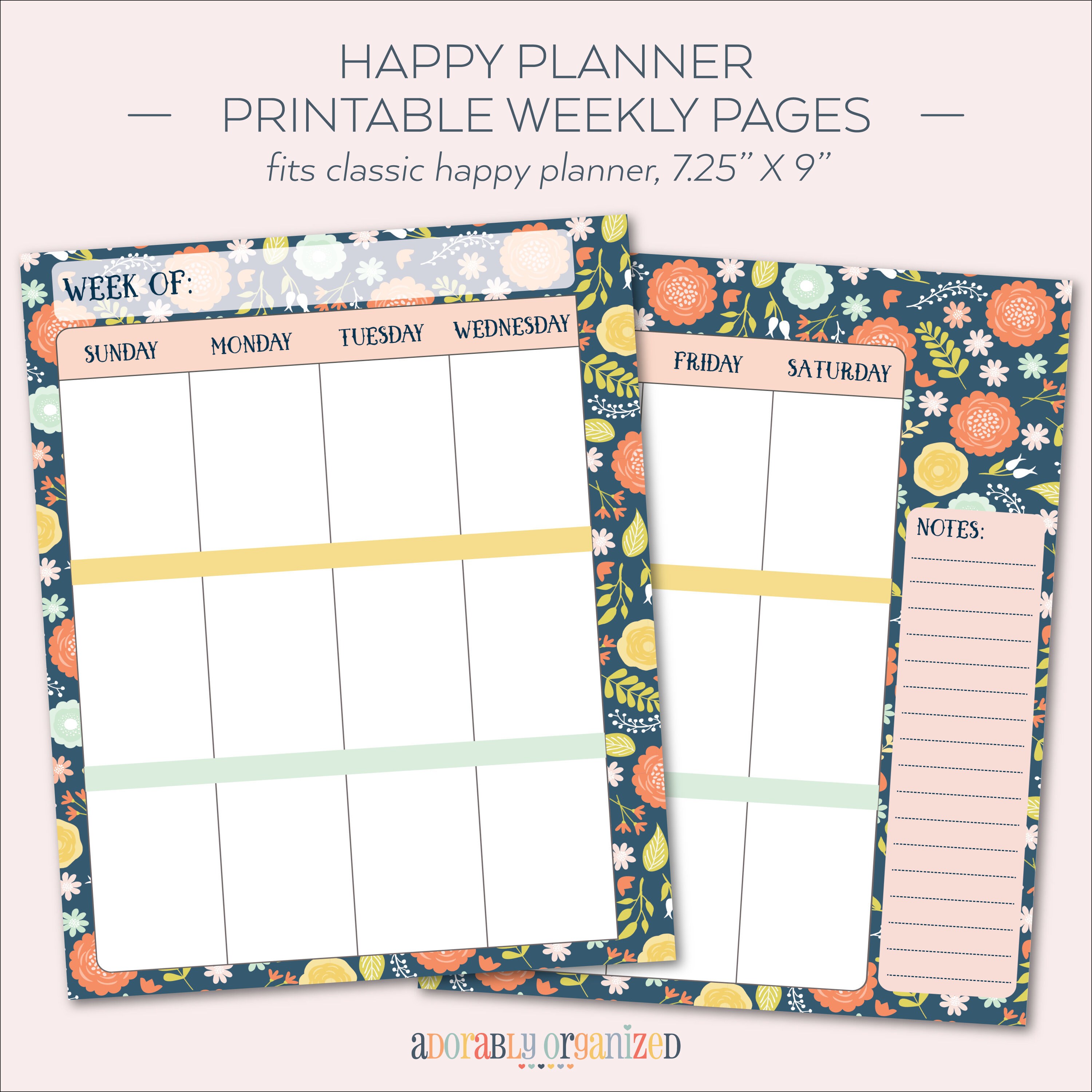 HAPPY PLANNER PRINTABLE Weekly Planner Refills / Inserts 7 X 9.25 Navy