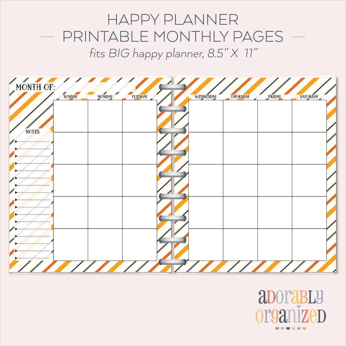 BIG HAPPY PLANNER Printable Monthly Planner Refills / Inserts - 8.5 X ...