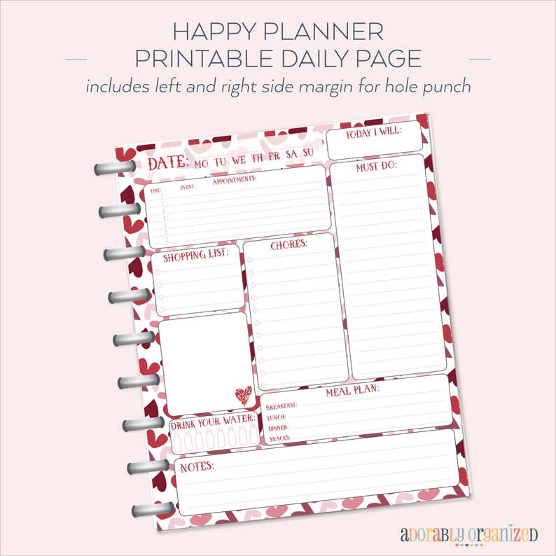 HAPPY PLANNER PRINTABLE Daily Planner Refills / Inserts 7 X Etsy