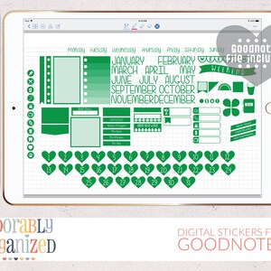 DIGITAL Planner Stickers for GoodNotes, iPad, Instant Download, Color Series, Grass, Green, Set, Digital, iPad, GoodNotes, Tablet, Pl