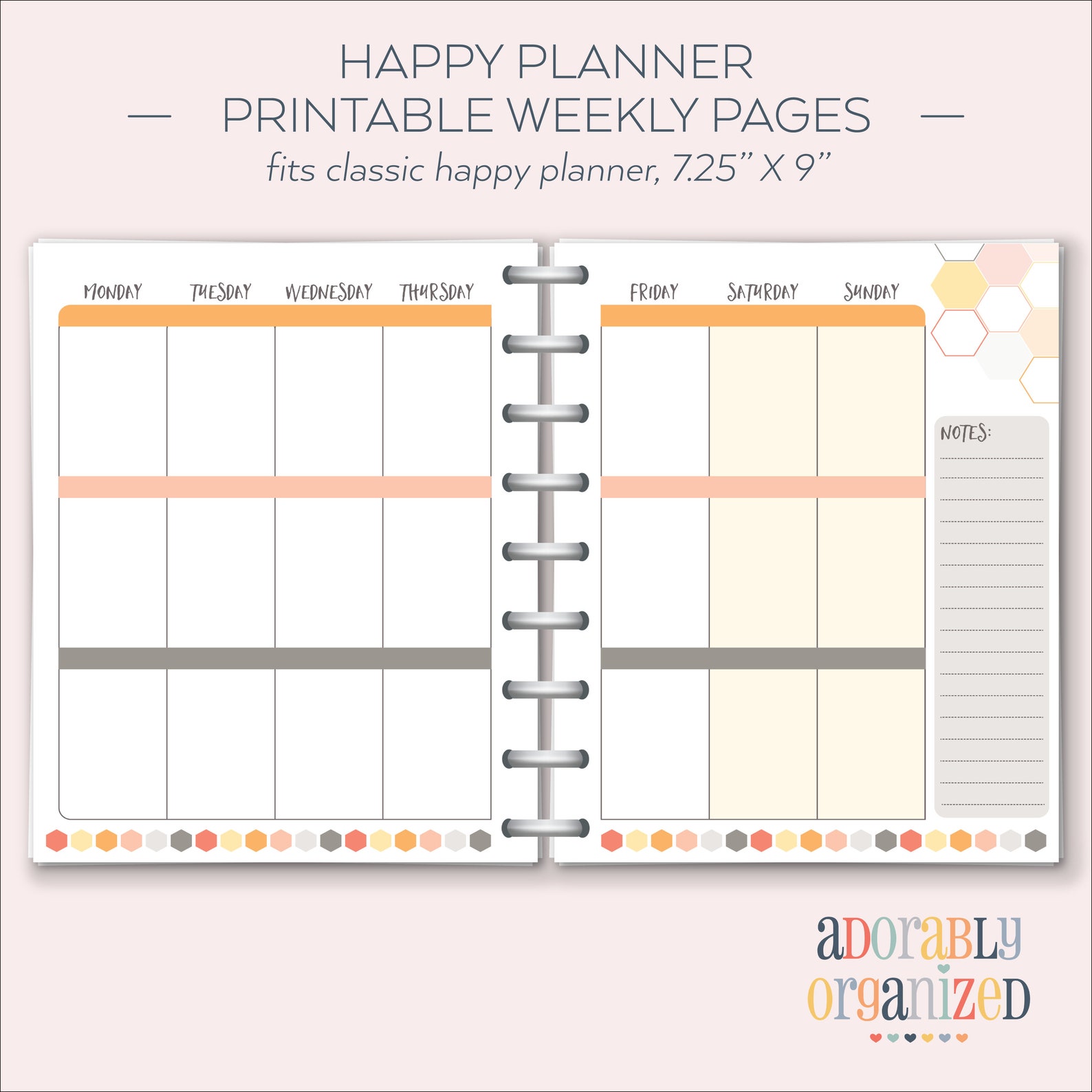 Happy Planner PRINTABLE Weekly Planner Refills / Inserts - 7 X 9.25 ...