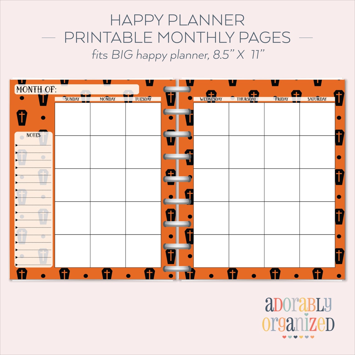 BIG HAPPY PLANNER Printable Monthly Planner Refills / Inserts - 8.5 X ...