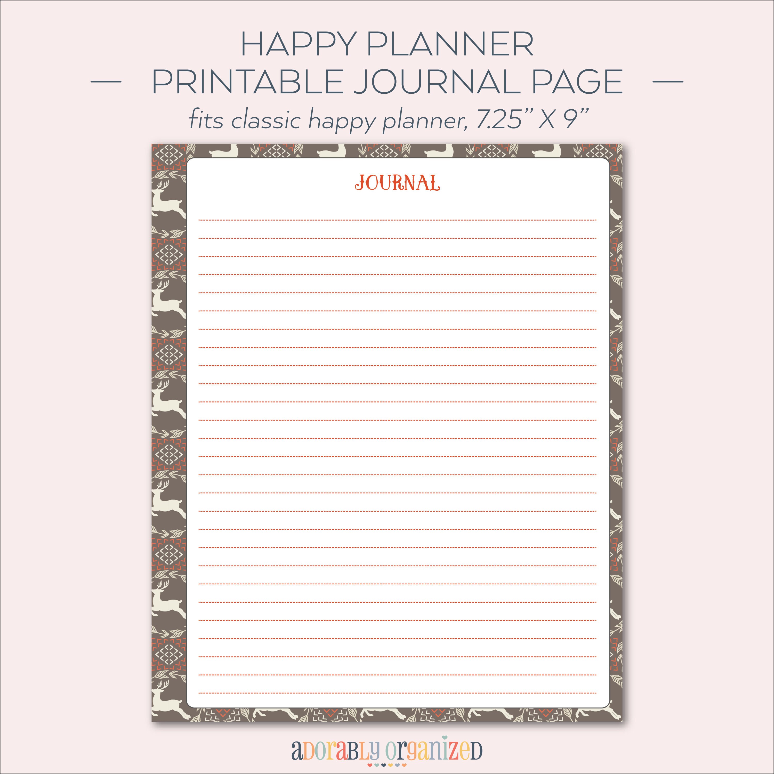 HAPPY PLANNER PRINTABLE Journal Planner Pages / Inserts - 7 X 9.25 ...