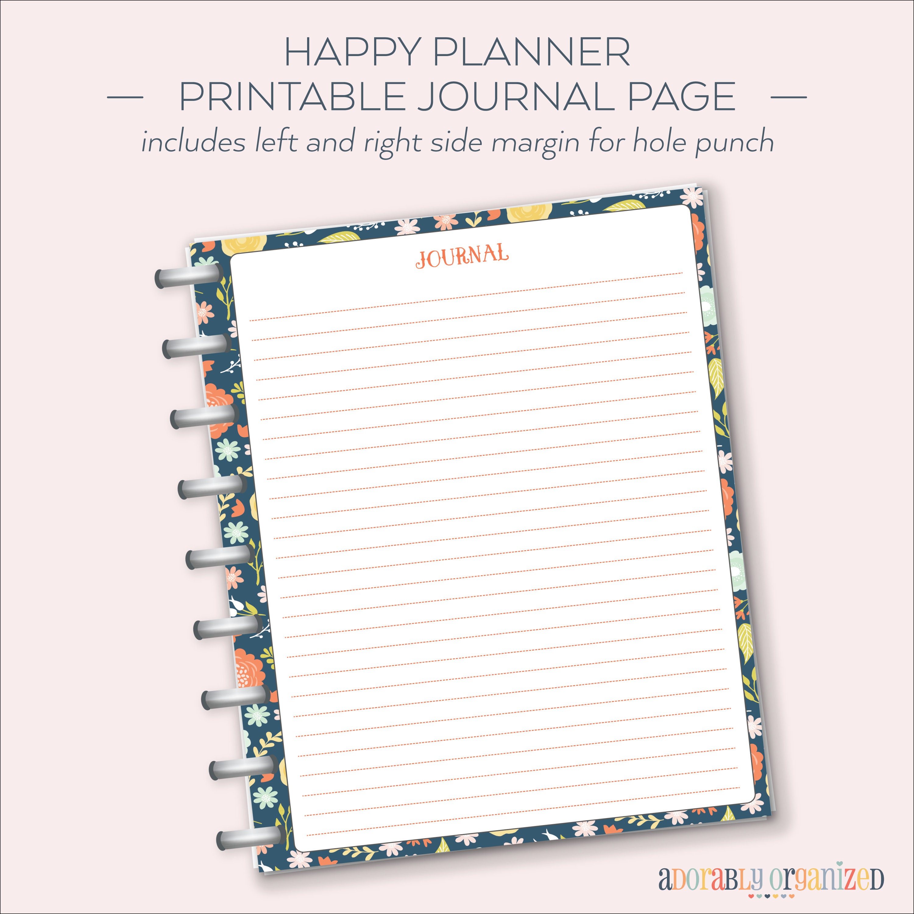 HAPPY PLANNER PRINTABLE Journal Planner Pages / Inserts - 7 X 9.25 ...