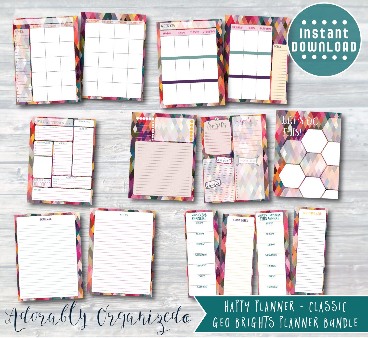 HAPPY PLANNER PRINTABLE Planner Bundle / Inserts 7 X 9.25 - Etsy