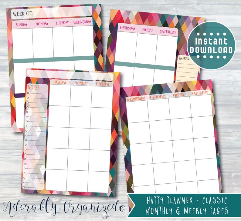 HAPPY PLANNER PRINTABLE Planner Bundle / Inserts - 7 X 9.25 | Geo ...