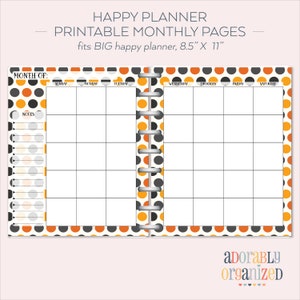 BIG HAPPY PLANNER Printable Monthly Planner Refills / Inserts - 8.5 X ...
