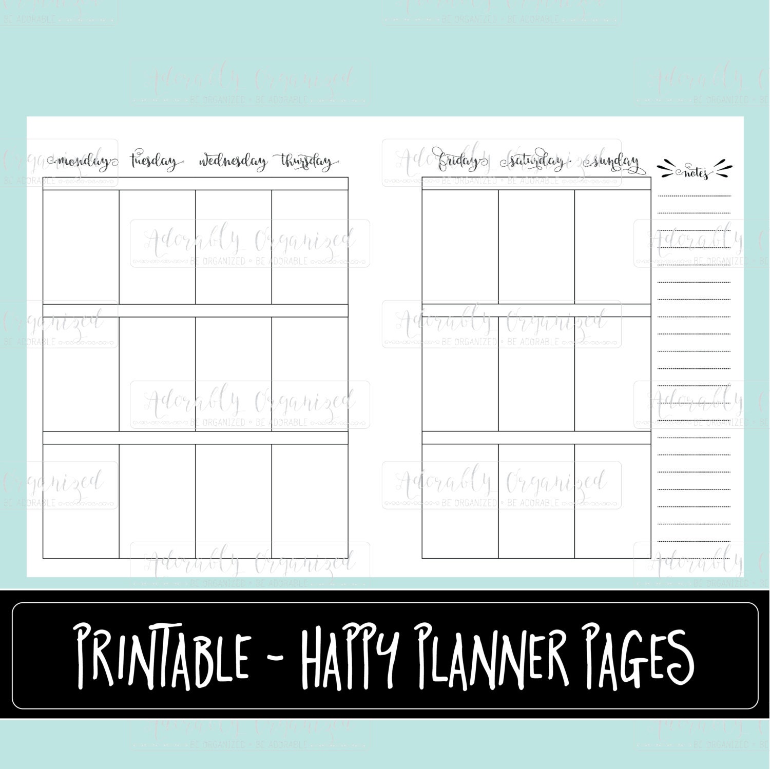 Happy Planner PRINTABLE Weekly Planner Refills / Inserts - PDF 7 X 9.25 ...