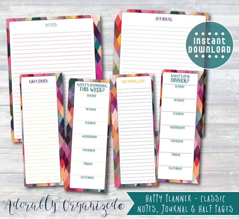 HAPPY PLANNER PRINTABLE Planner Bundle / Inserts - 7 X 9.25 | Geo ...