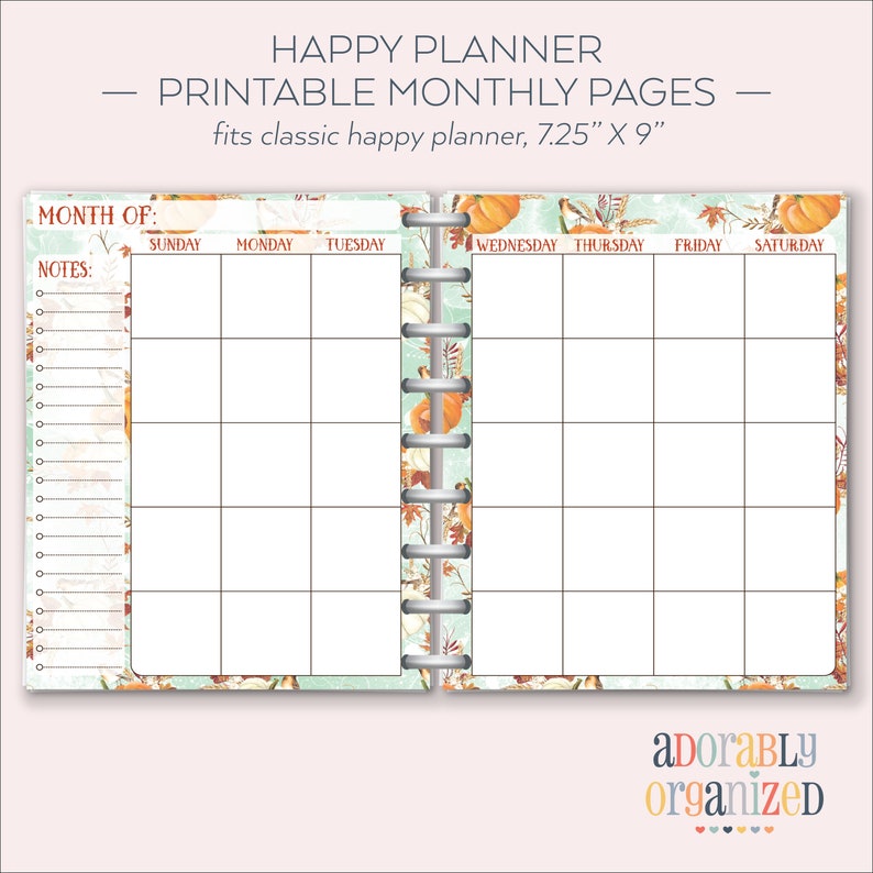 happy planner printable monthly planner refills inserts 7 etsy