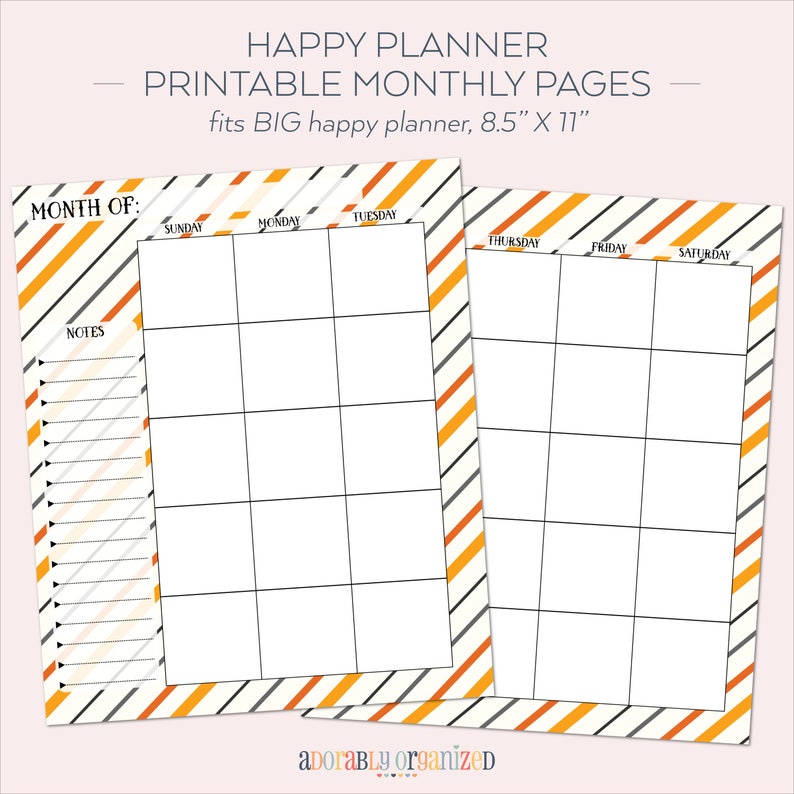 BIG HAPPY PLANNER Printable Monthly Planner Refills / Inserts - 8.5 X ...