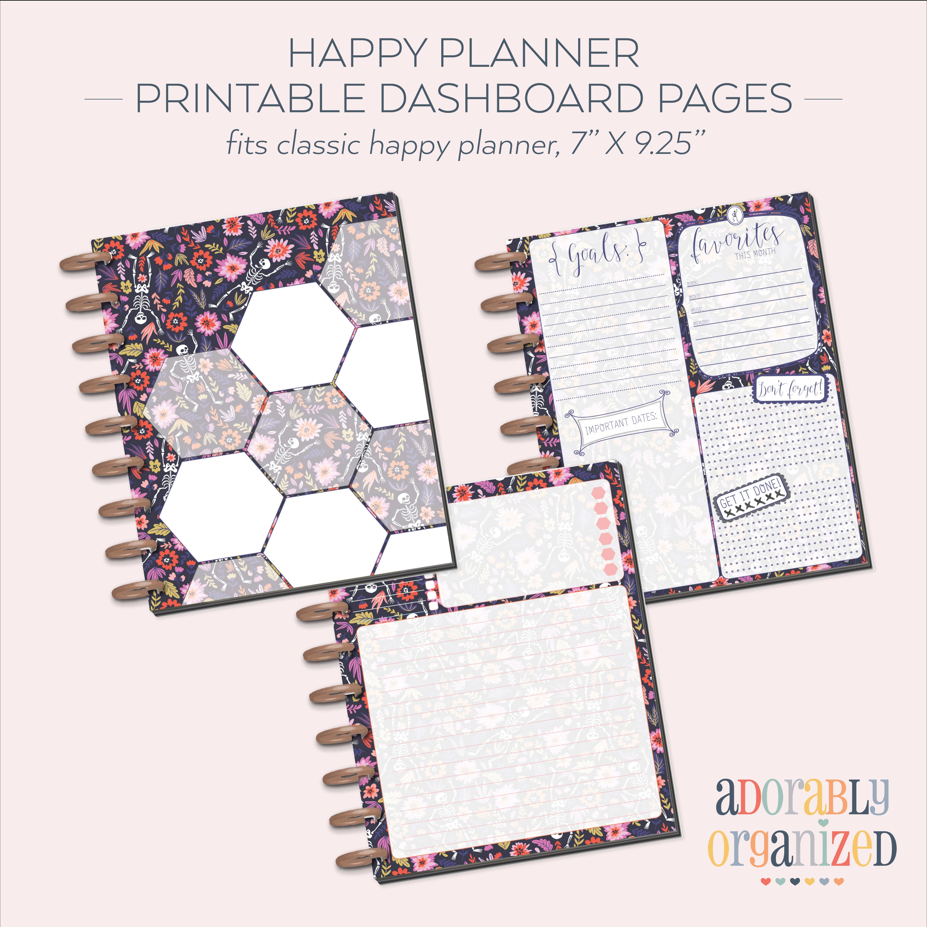 HAPPY PLANNER PRINTABLE Dashboard Planner Pages / Inserts - 7 X 9.25 ...