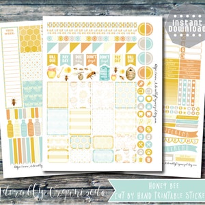 Honey Bee,PRINTABLE PLANNER STICKERS,Planner Sticker Kit,Erin Condren Planner Stickers,pdf,printable,stickers,Bee,hive,honey bee,cut by hand