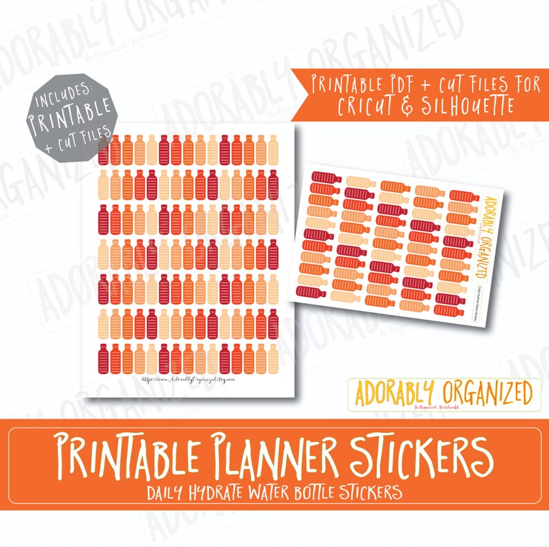 Daily Hydrate Water Bottles,printable PLANNER Stickers,erin Condren ...
