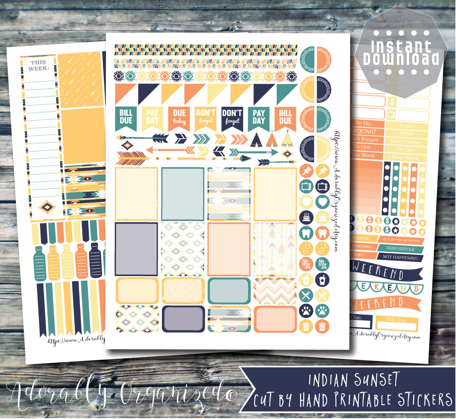 Printable Weekly View Sticker Kit -Weekly View Kit Sticker Kit print at home stickers Planner Kit