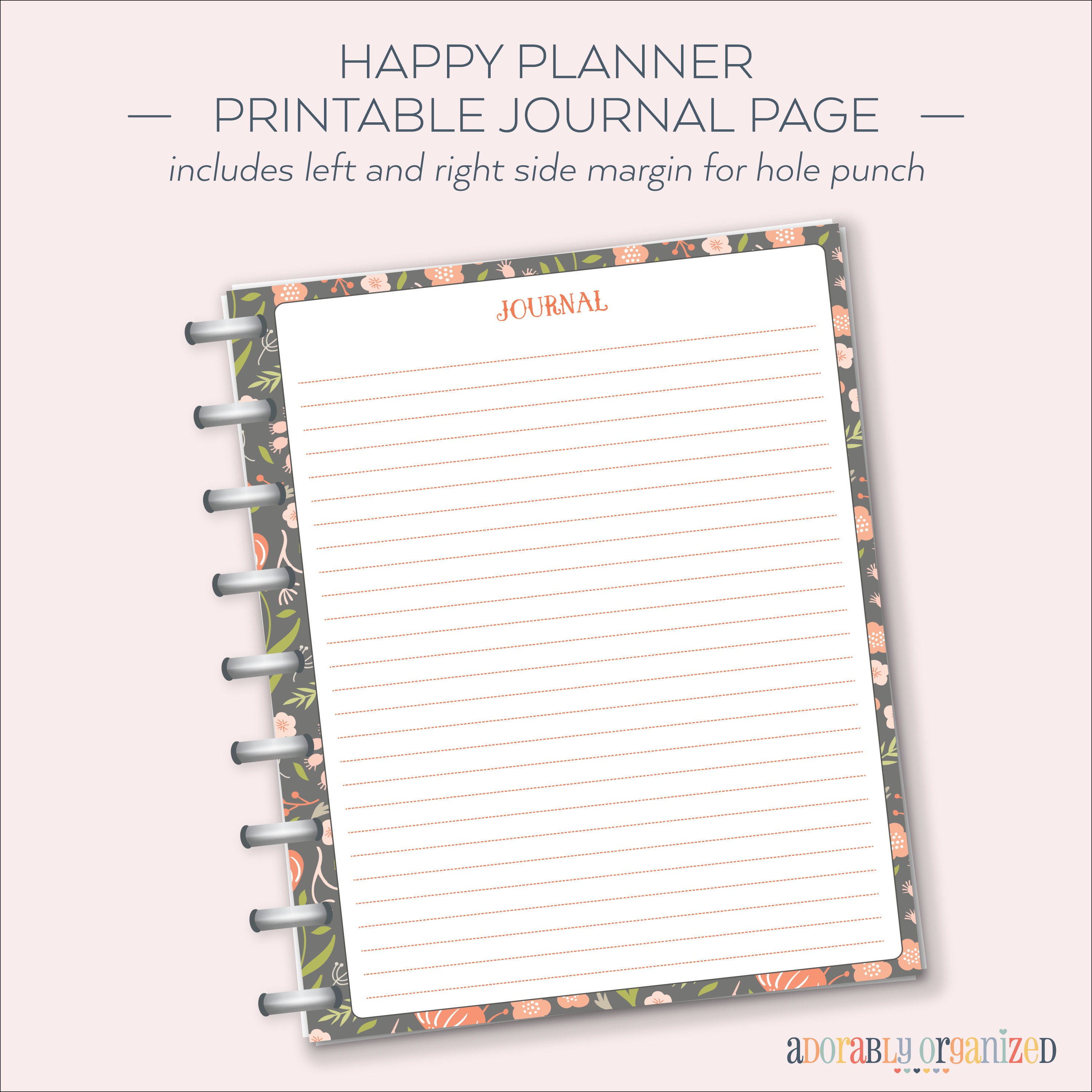 HAPPY PLANNER PRINTABLE Journal Planner Pages / Inserts 7 X - Etsy