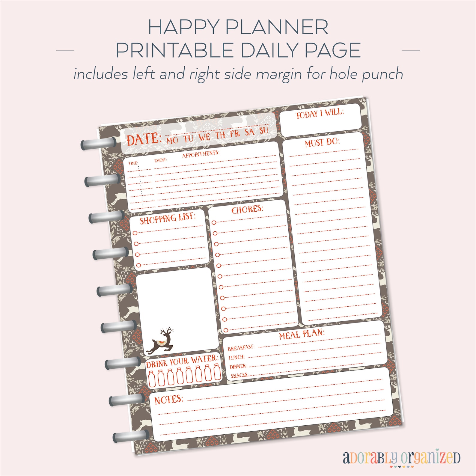 HAPPY PLANNER PRINTABLE Daily Planner Refills / Inserts 7 X Etsy