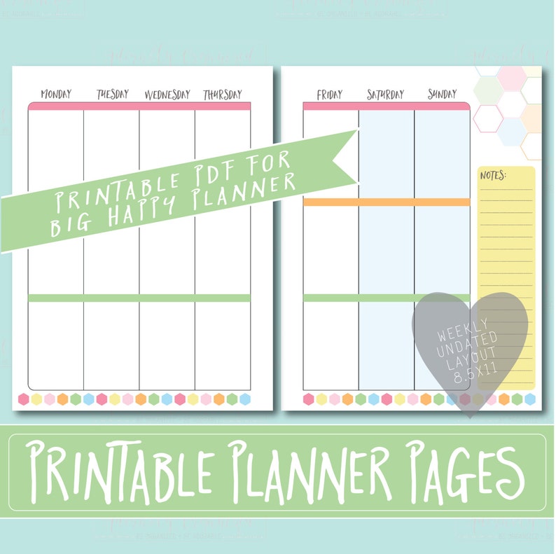HAPPY PLANNER Printable Weekly Planner Refills / BIG Inserts Etsy