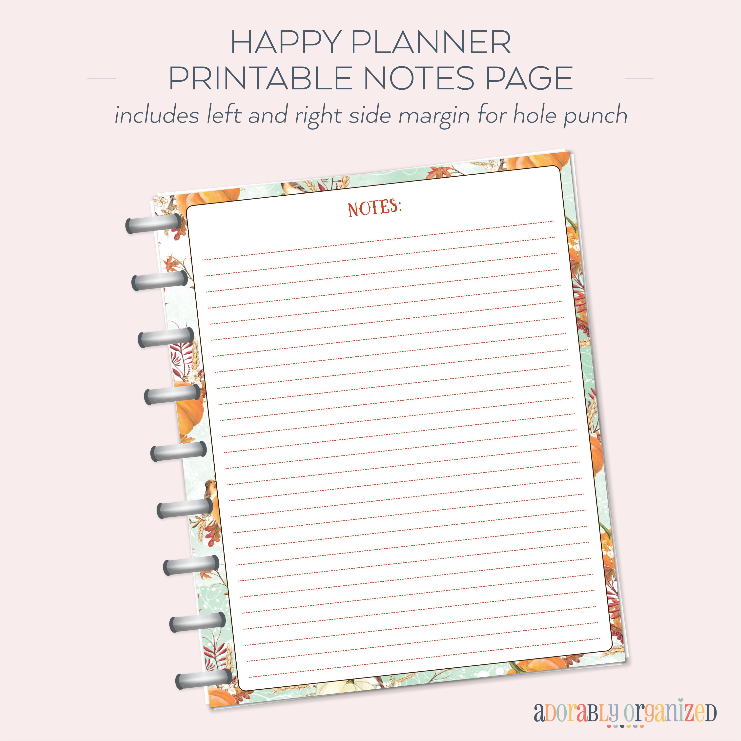 HAPPY PLANNER PRINTABLE Notes Planner Pages / Inserts - 7 X 9.25 ...
