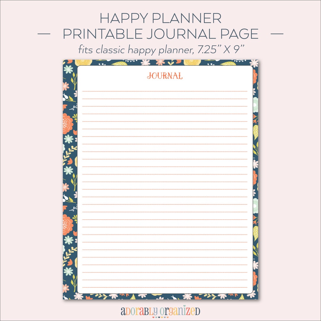 HAPPY PLANNER PRINTABLE Journal Planner Pages / Inserts - 7 X 9.25 ...