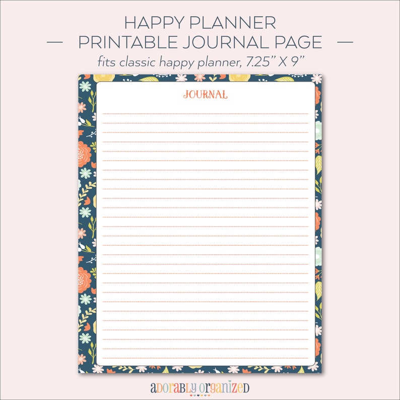 HAPPY PLANNER PRINTABLE Journal Planner Pages / Inserts - 7 X 9.25 ...