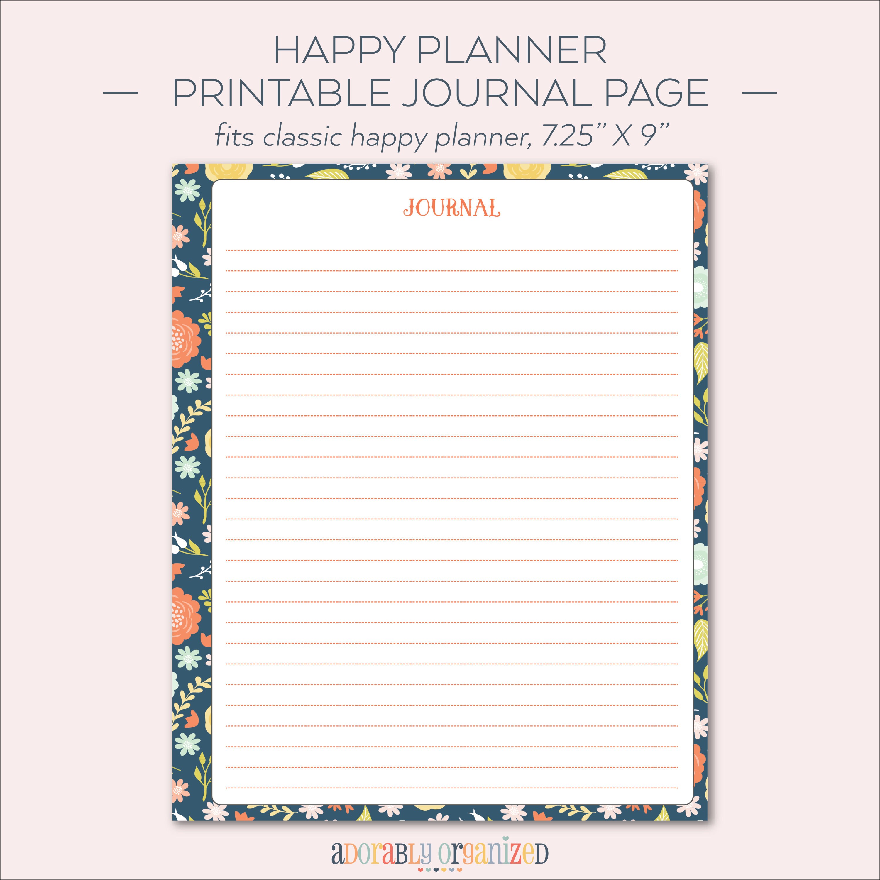 HAPPY PLANNER PRINTABLE Journal Planner Pages / Inserts - 7 X 9.25 ...