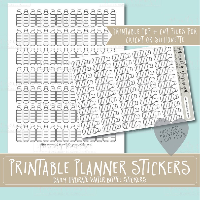 Daily Hydrate Water Bottlesprintable PLANNER Stickerserin - Etsy