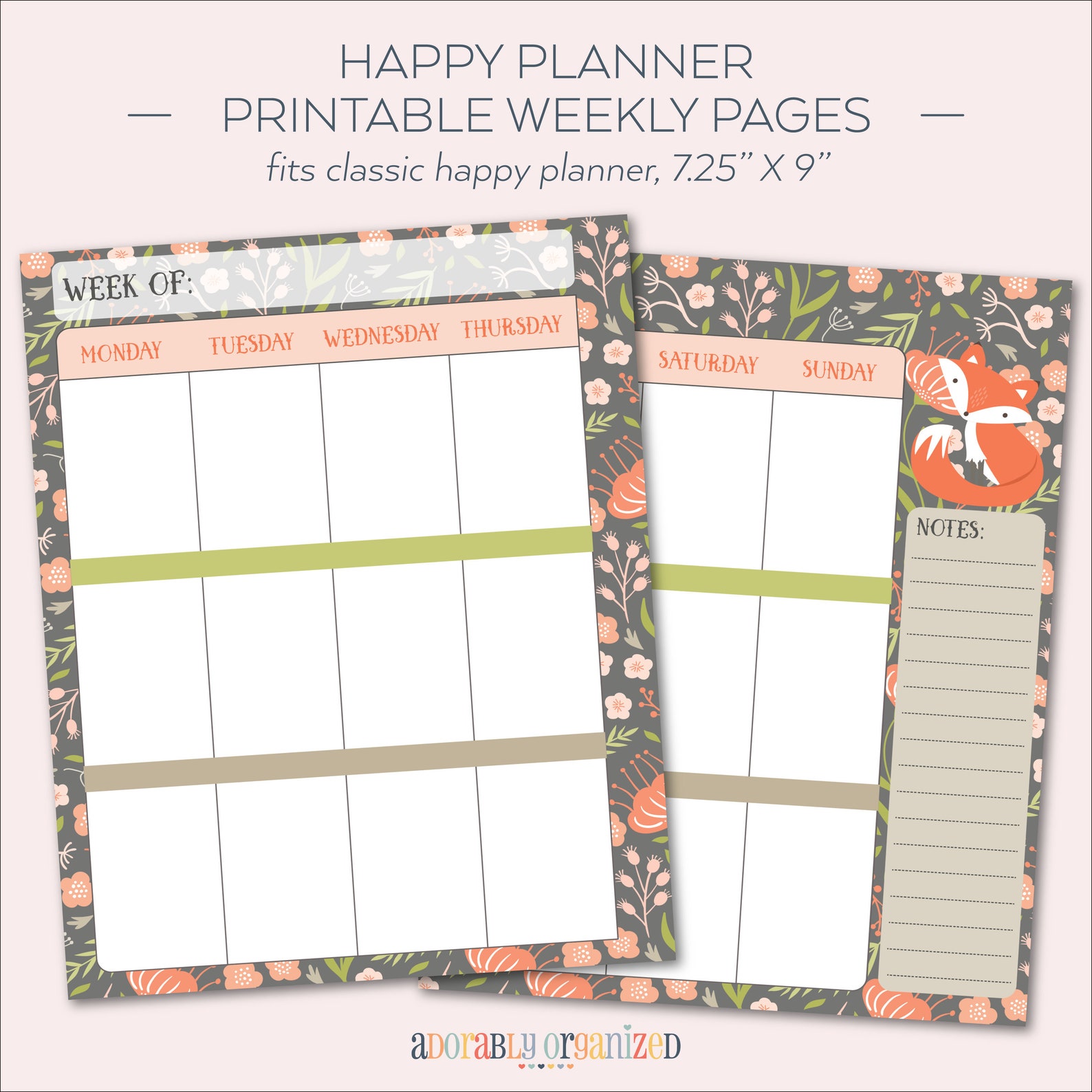 HAPPY PLANNER PRINTABLE Weekly Planner Refills / Inserts - 7 X 9.25 ...