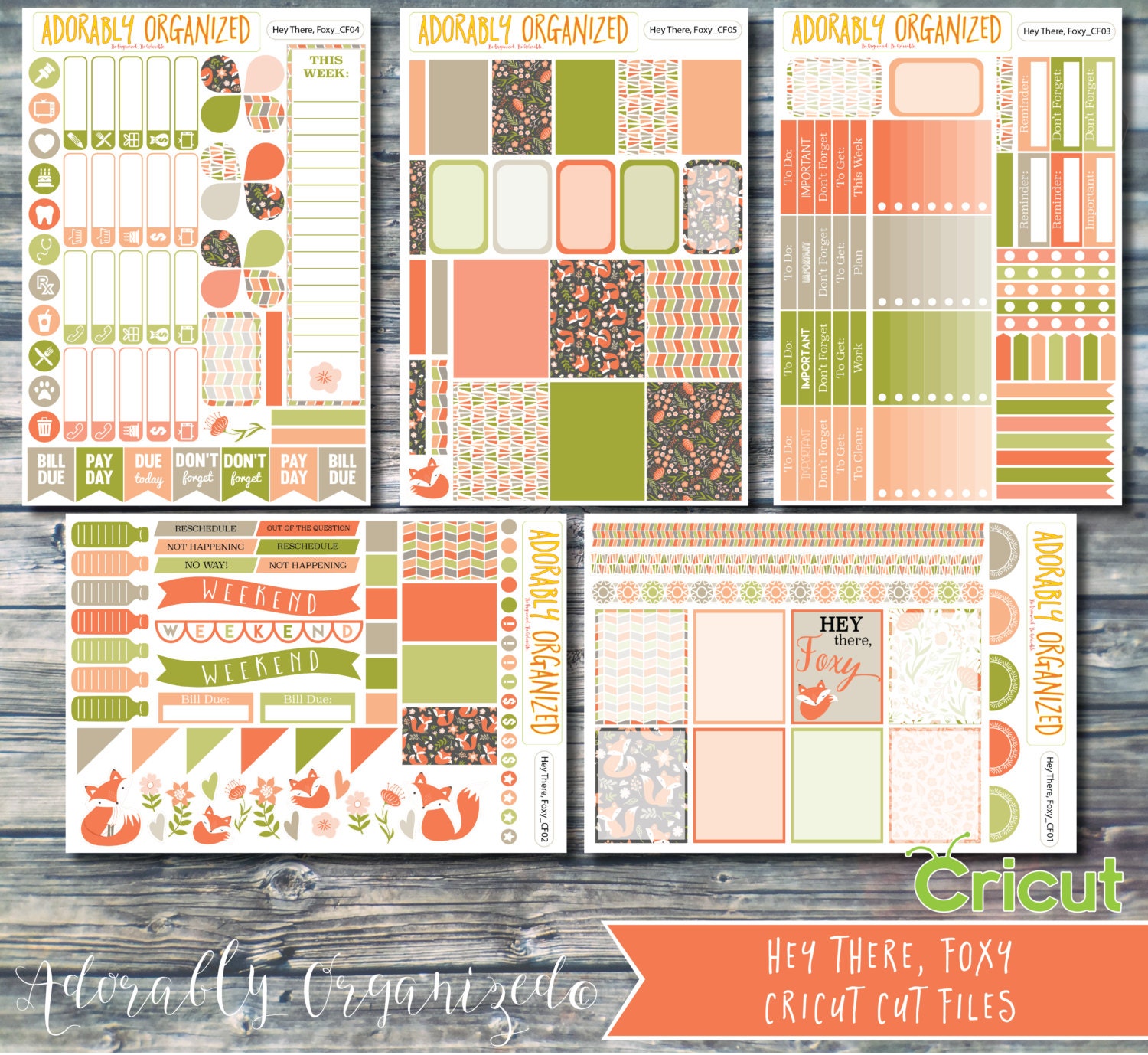 Hey There Foxy,printable PLANNER Stickers,planner Sticker Kit,erin ...