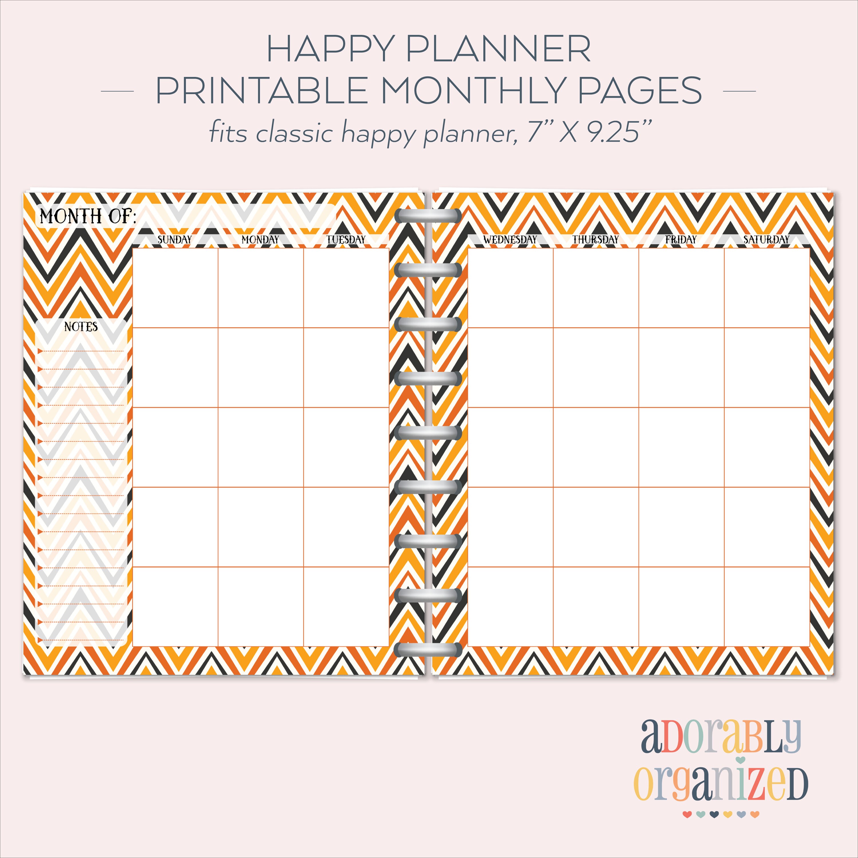 HAPPY PLANNER PRINTABLE Monthly Planner Refills / Inserts - 7 X 9.25 ...