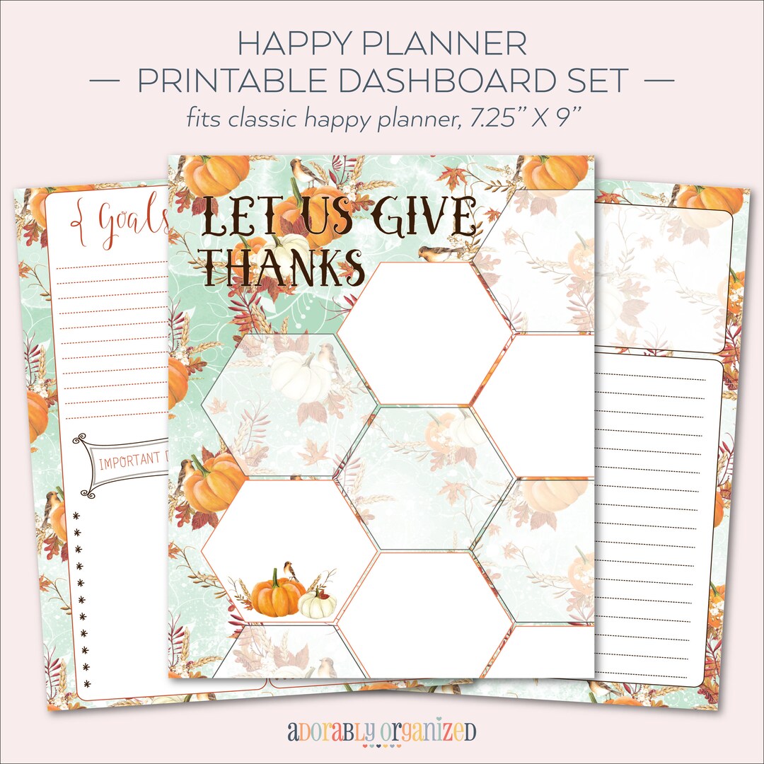 HAPPY PLANNER PRINTABLE Dashboard Planner Pages / Inserts - 7 X 9.25 ...