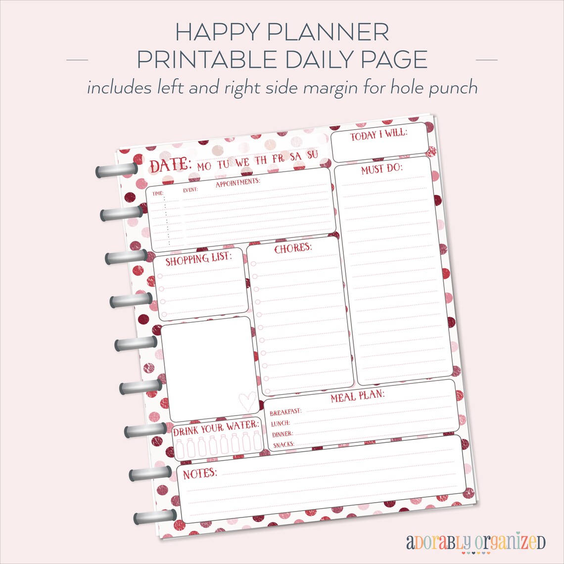 HAPPY PLANNER PRINTABLE Daily Planner Refills / Inserts 7 X Etsy