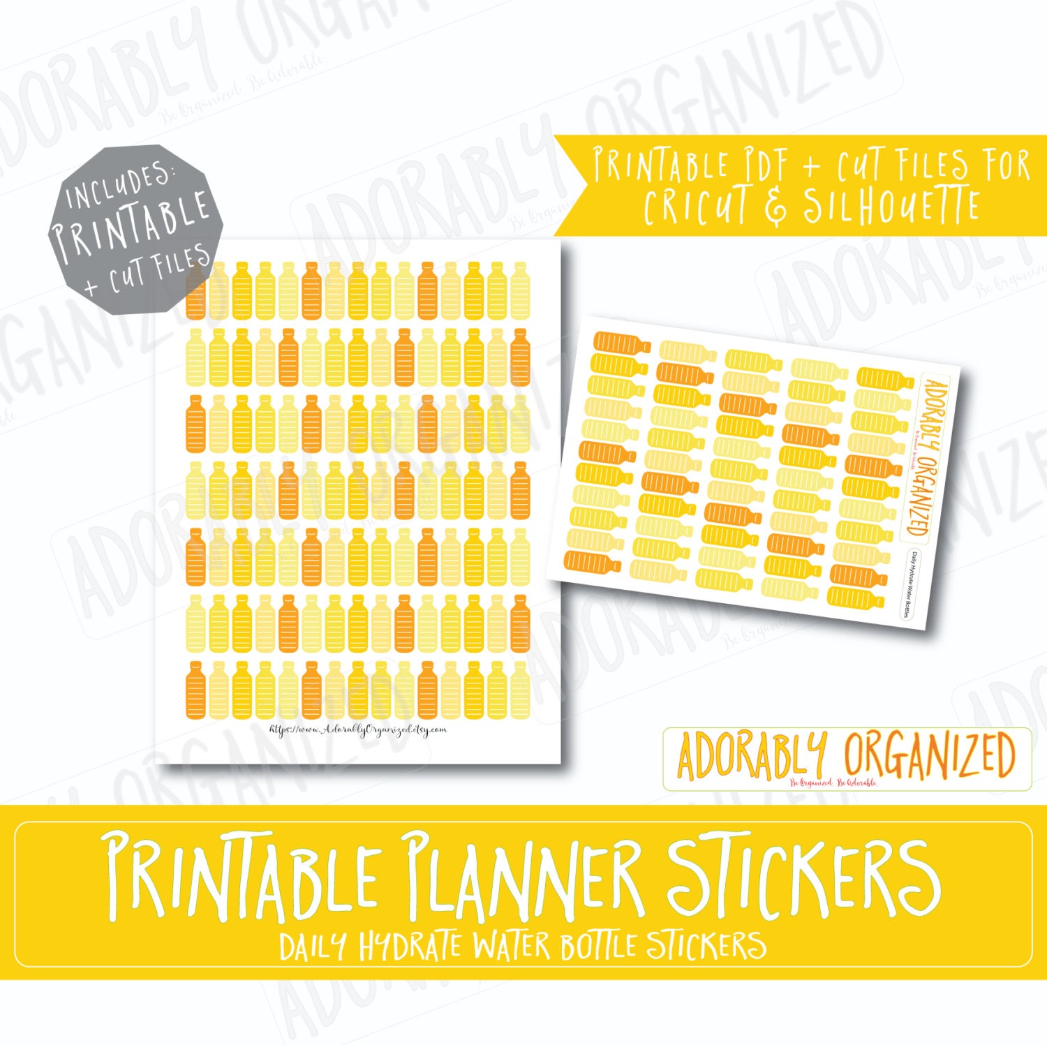 Daily Hydrate Water Bottles,printable PLANNER Stickers,erin Condren ...