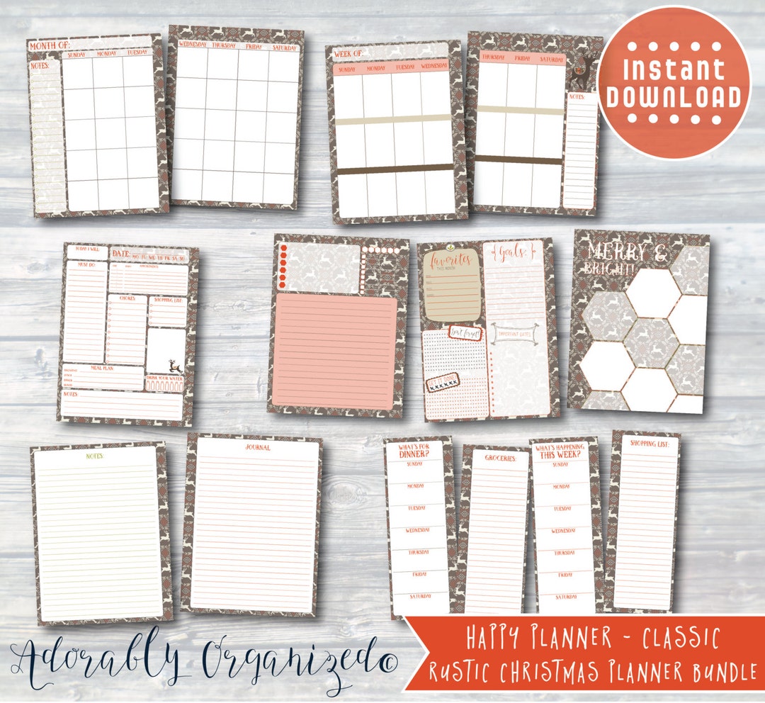 HAPPY PLANNER PRINTABLE Planner Bundle / Inserts 7 X 9.25 Rustic ...