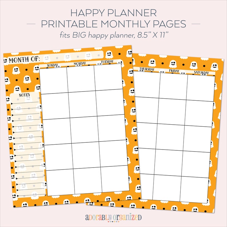 BIG HAPPY PLANNER Printable Monthly Planner Refills / Inserts 8.5 X 11 ...