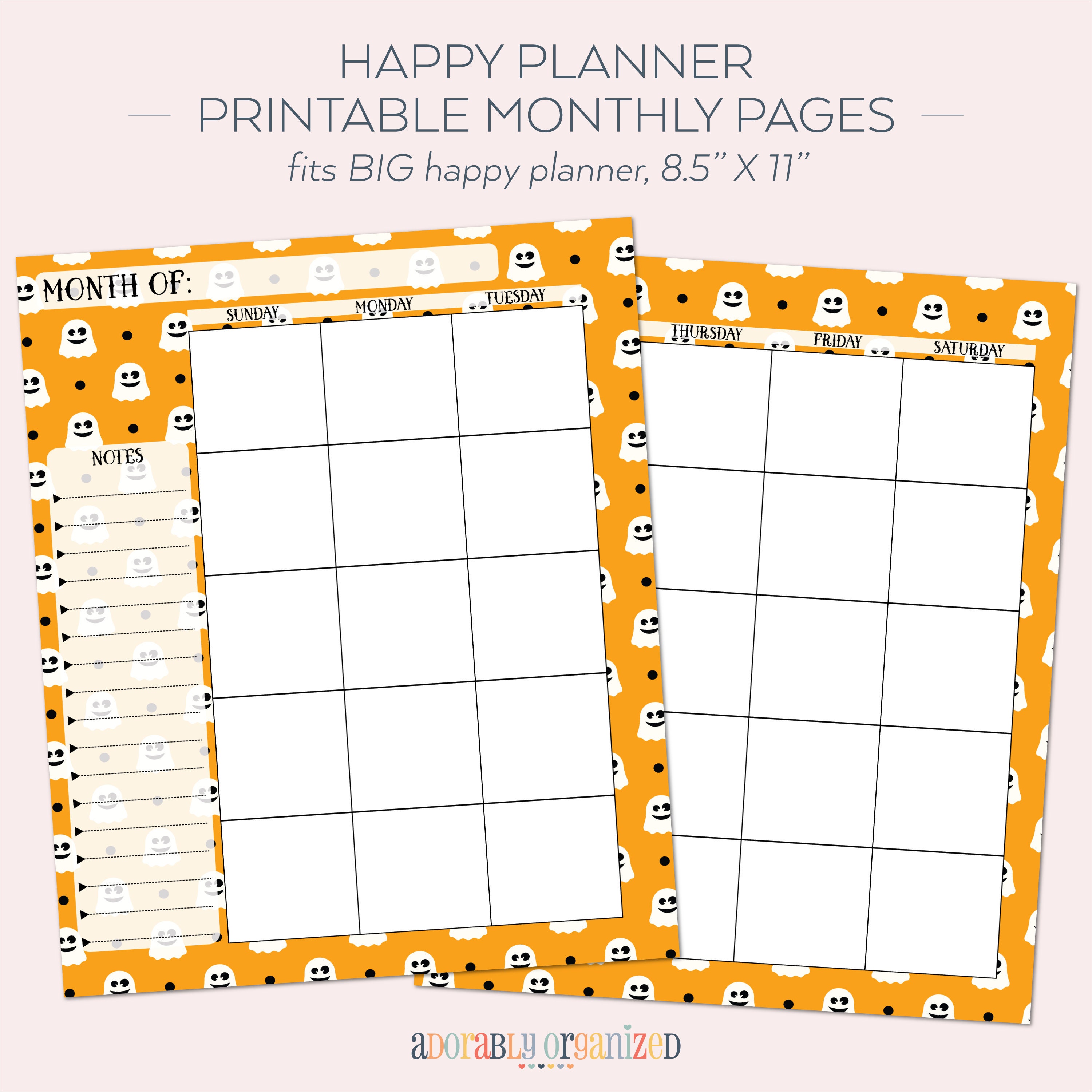 BIG HAPPY PLANNER Printable Monthly Planner Refills / Inserts 8.5 X 11 ...