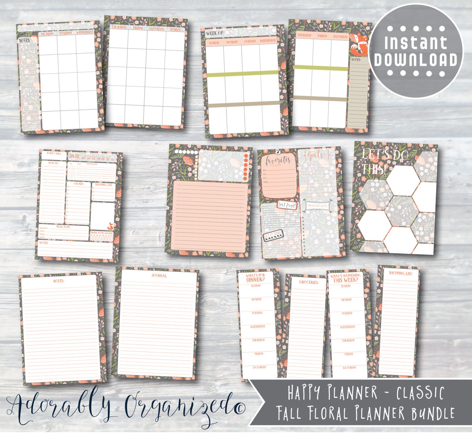 HAPPY PLANNER PRINTABLE Planner Bundle / Inserts - 7 X 9.25 | Fall ...
