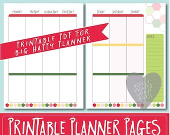 HAPPY PLANNER Printable Weekly Planner Refills / BIG Inserts 8.5 X 11 ...