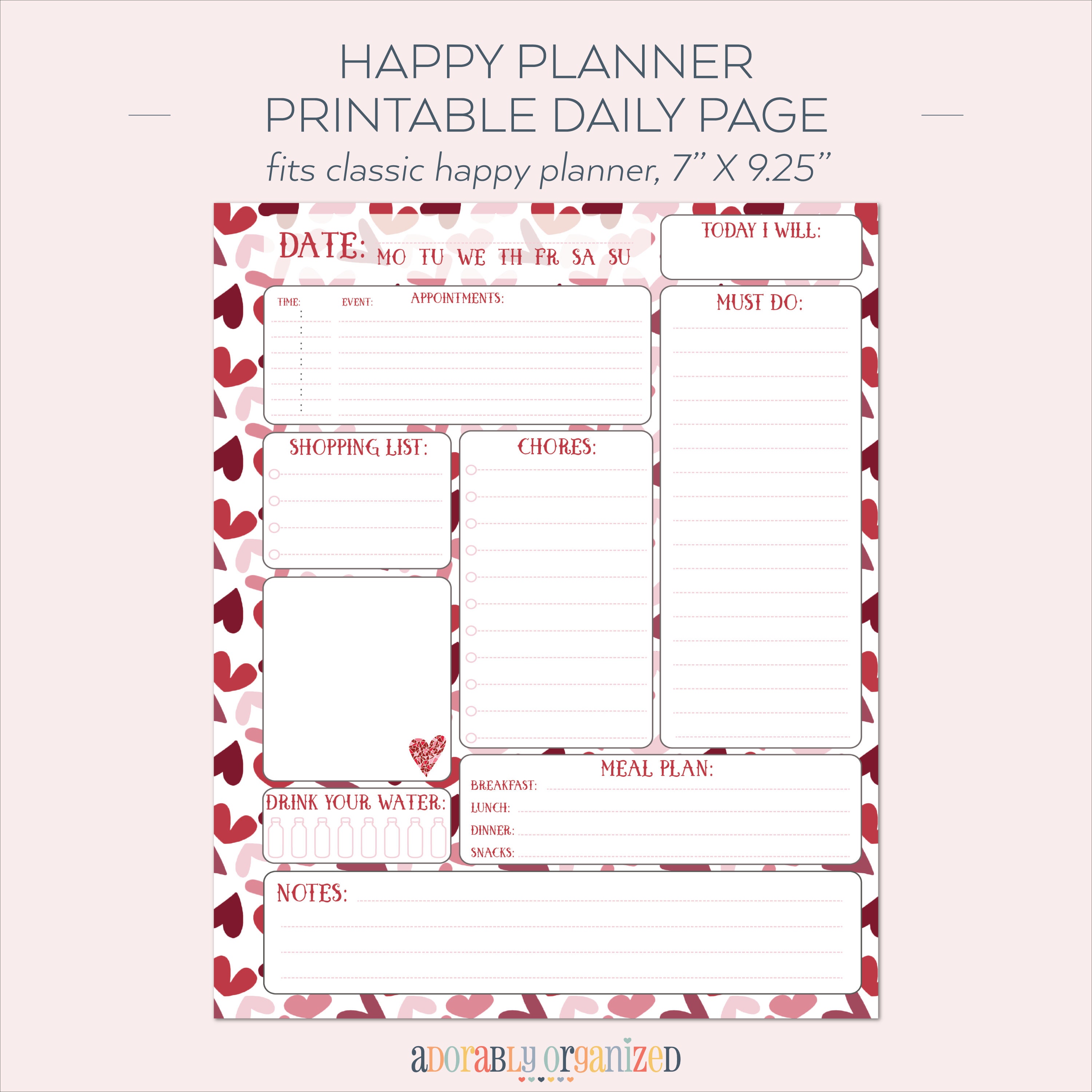 HAPPY PLANNER PRINTABLE Daily Planner Refills / Inserts 7 X Etsy