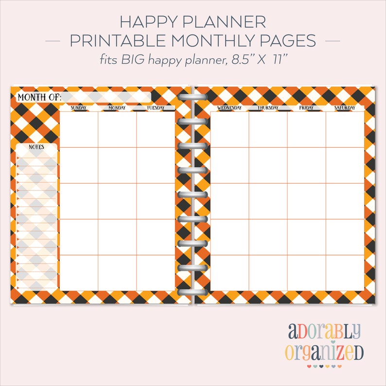 BIG HAPPY PLANNER Printable Monthly Planner Refills / Inserts - 8.5 X ...