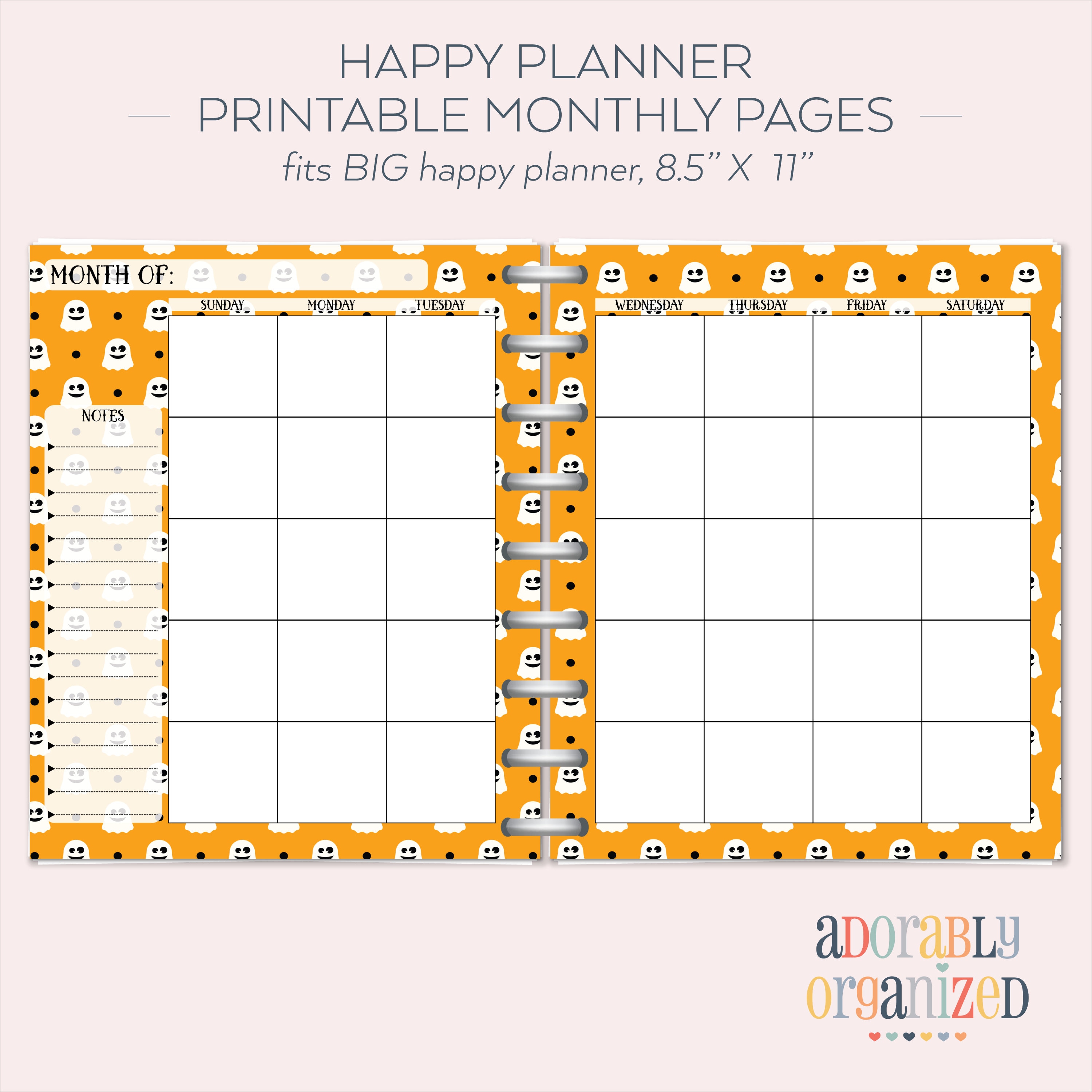 BIG HAPPY PLANNER Printable Monthly Planner Refills / Inserts 8.5 X 11 ...