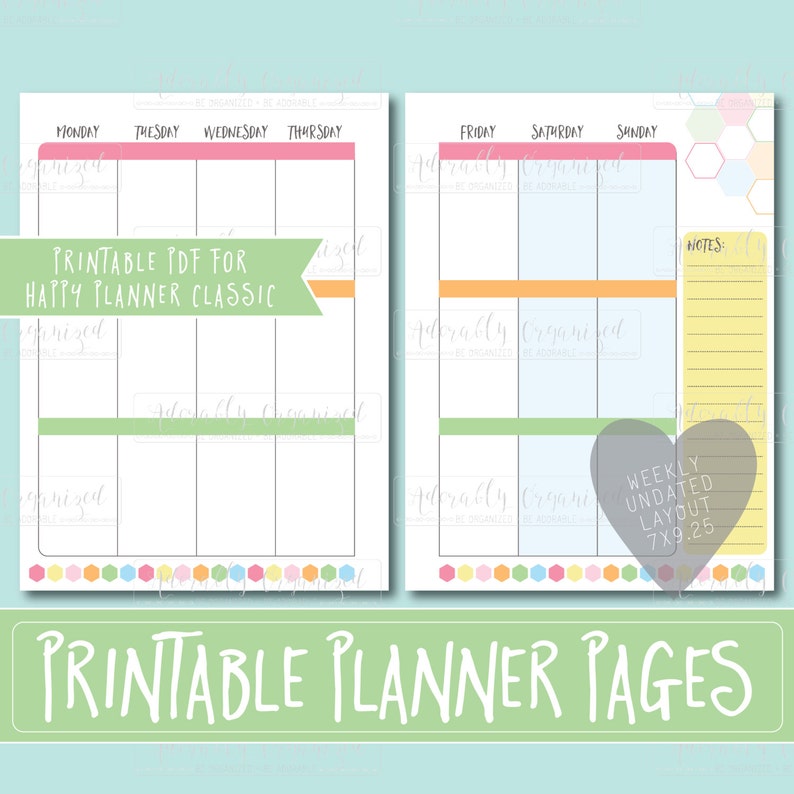 HAPPY PLANNER PRINTABLE Refill Bundle / Inserts 7 x 9.25 Sorbet Create 365 mambi Undated Monthly, Weekly, Filler Pages Refills image 3