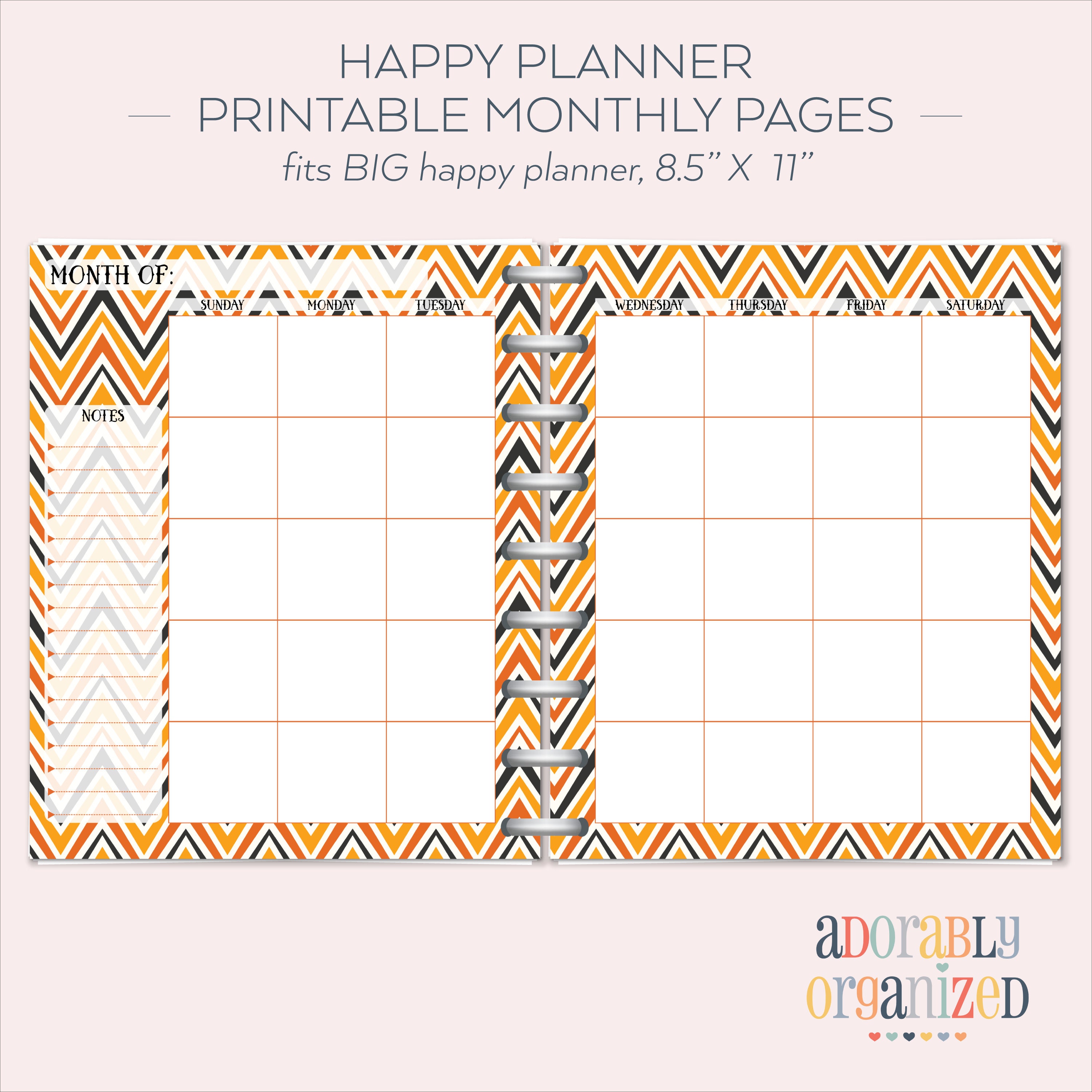 BIG HAPPY PLANNER Printable Monthly Planner Refills / Inserts - 8.5 X ...