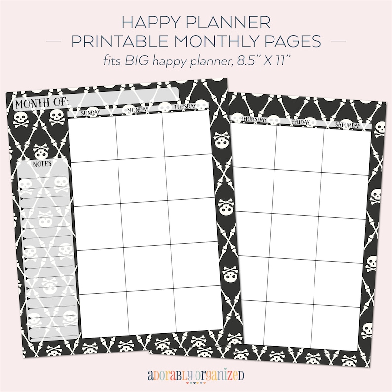 BIG HAPPY PLANNER Printable Monthly Planner Refills / Inserts 8.5 X 11