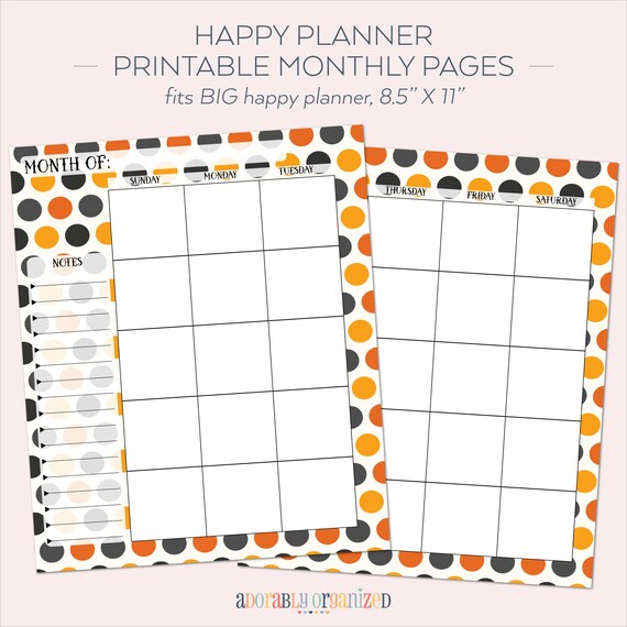 BIG HAPPY PLANNER Printable Monthly Planner Refills / Inserts | Etsy