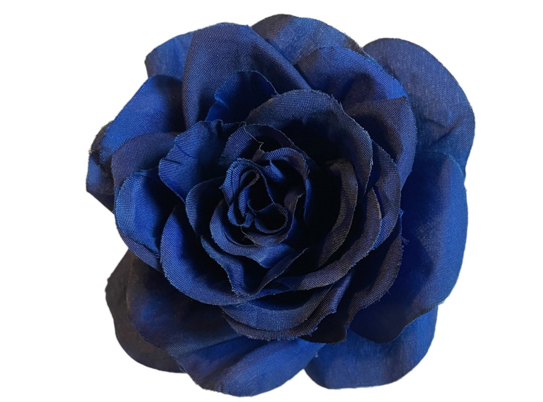 Large Royal Blue Rose Hair Flower Clip and or Brooch Pin - Etsy