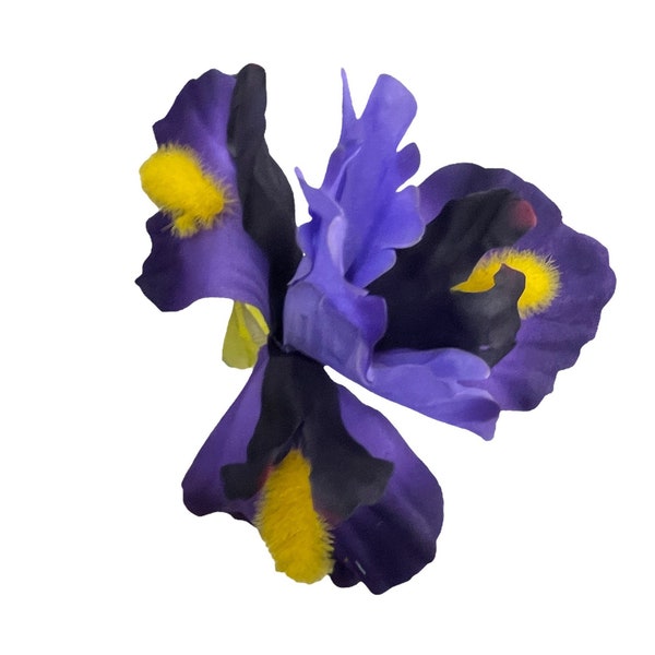 Purple Iris Hair Flower Clip and or Brooch Pin