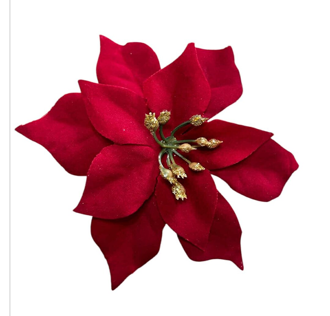 Dark Red Velvet Soft Christmas Holiday Poinsettia Hair  display picture 3